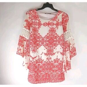 By Together Women's Floral Print Lined Bell Sleeve Blouse Dress size M